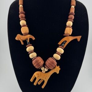 Wooden Animal Bead Necklace